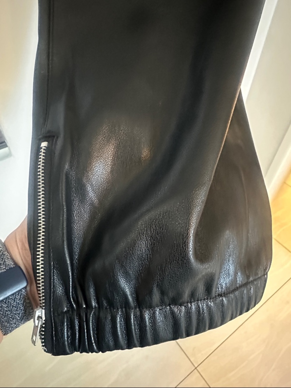 Avec Les Filles Black Faux Leather Jogger Pants with Zip Cuffs - Picture 6 of 6